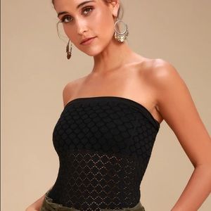 Free People Honey Black Textured Tube Top